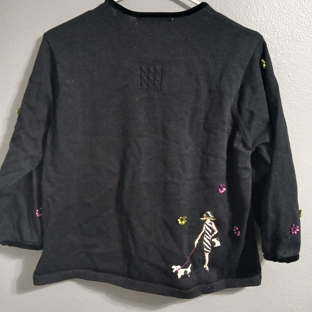MARISA CHRISTINA Women's Black Patterned Sweater‎ - Picture 10 of 16